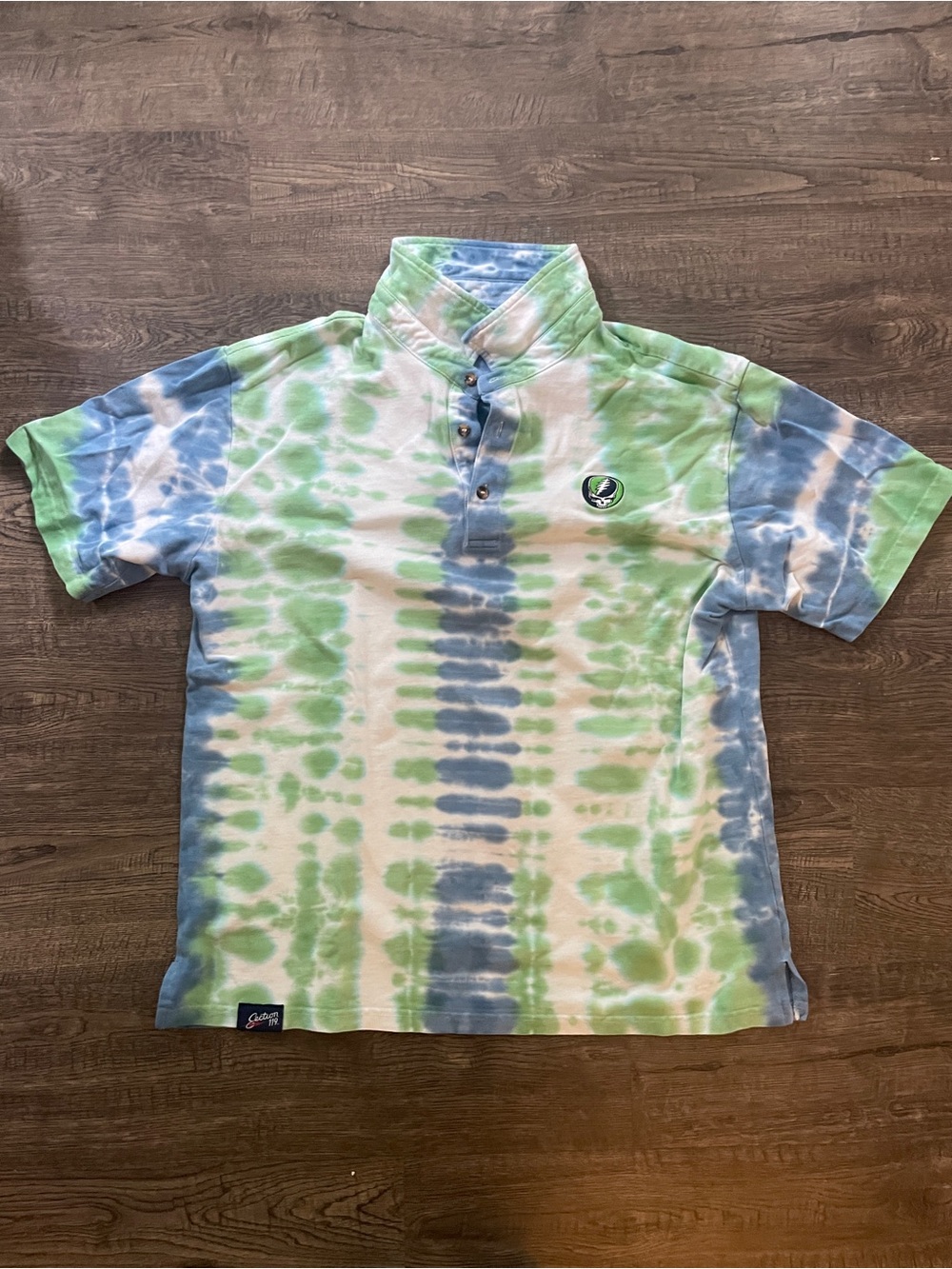 Section 119 🥀 Grateful Dead Blue & Green Tie-Dye Polo